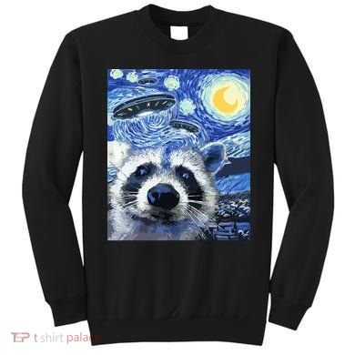 Alien Ufo Starry Night Racoon Sweatshirt