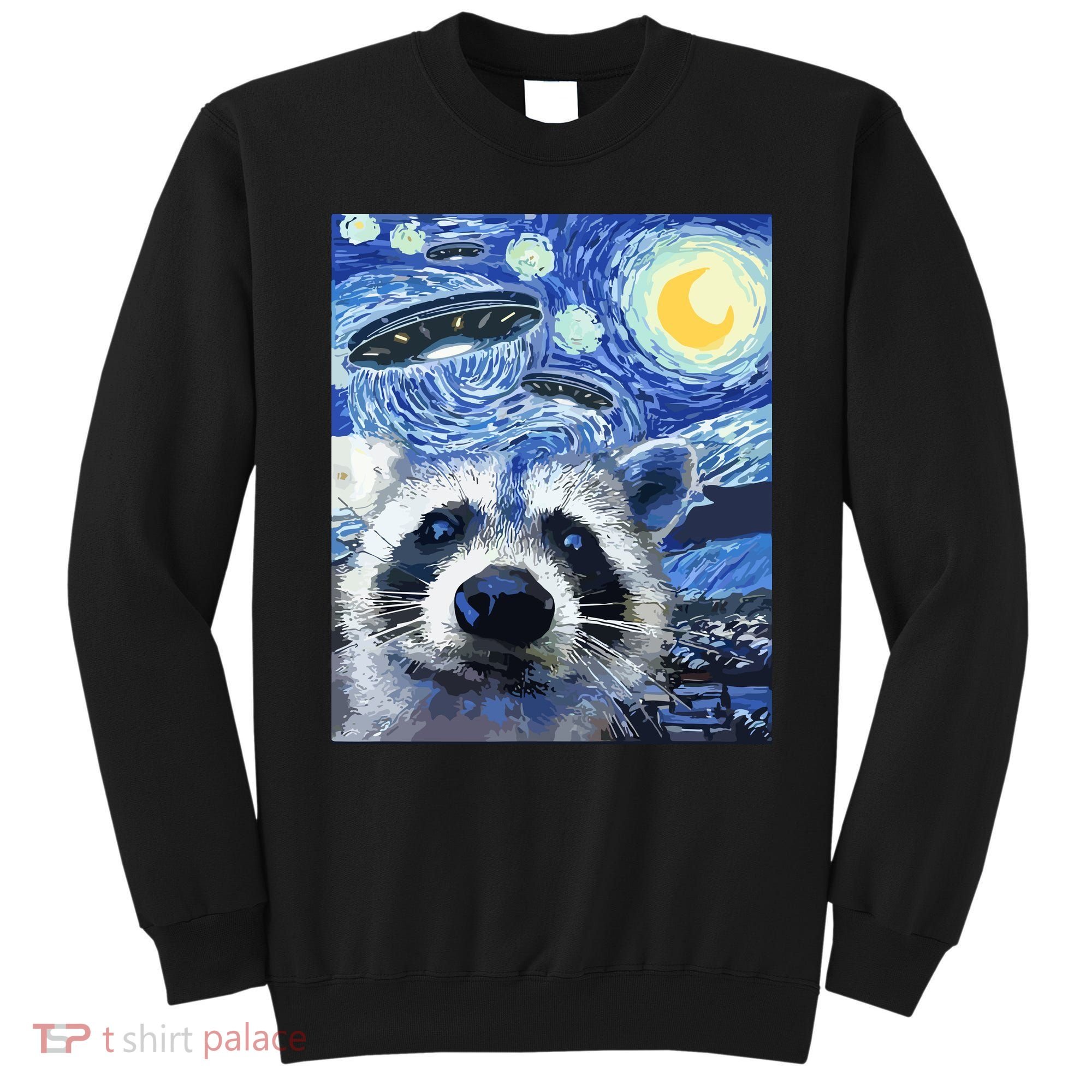 Alien Ufo Starry Night Racoon Sweatshirt