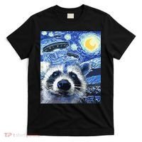 Alien Ufo Starry Night Racoon T-Shirt thumb 0