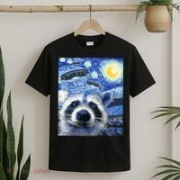 Alien Ufo Starry Night Racoon T-Shirt thumb 2