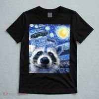 Alien Ufo Starry Night Racoon T-Shirt thumb 5