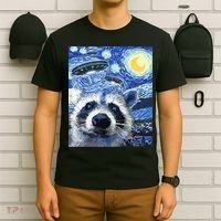 Alien Ufo Starry Night Racoon T-Shirt thumb 6