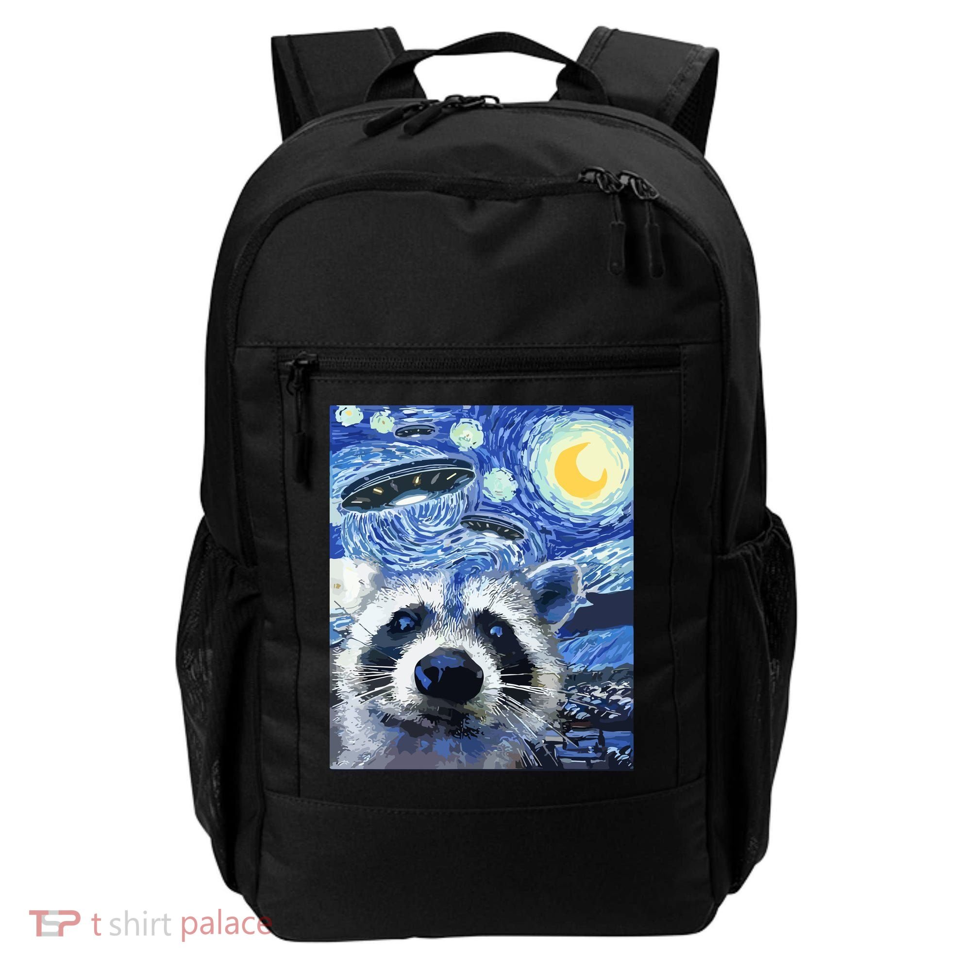 Alien Ufo Starry Night Racoon Backpack