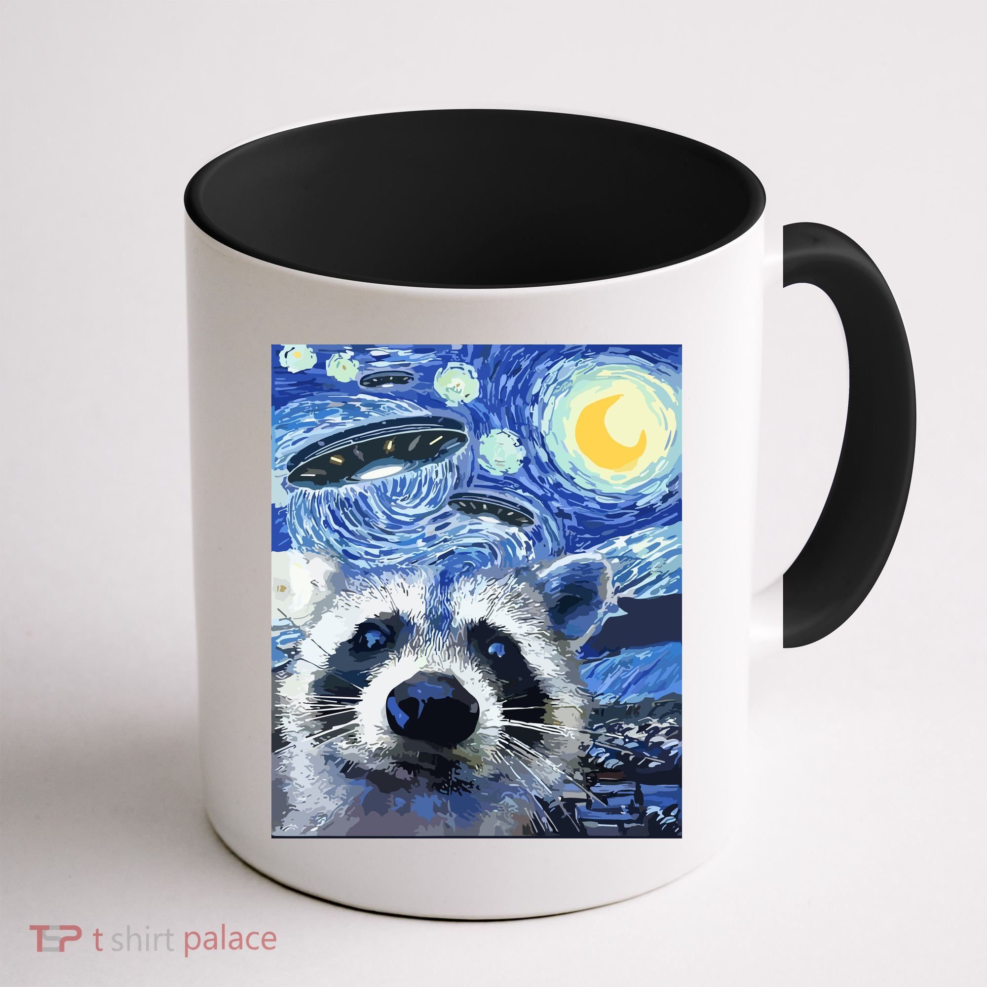 Alien Ufo Starry Night Racoon Coffee Mug