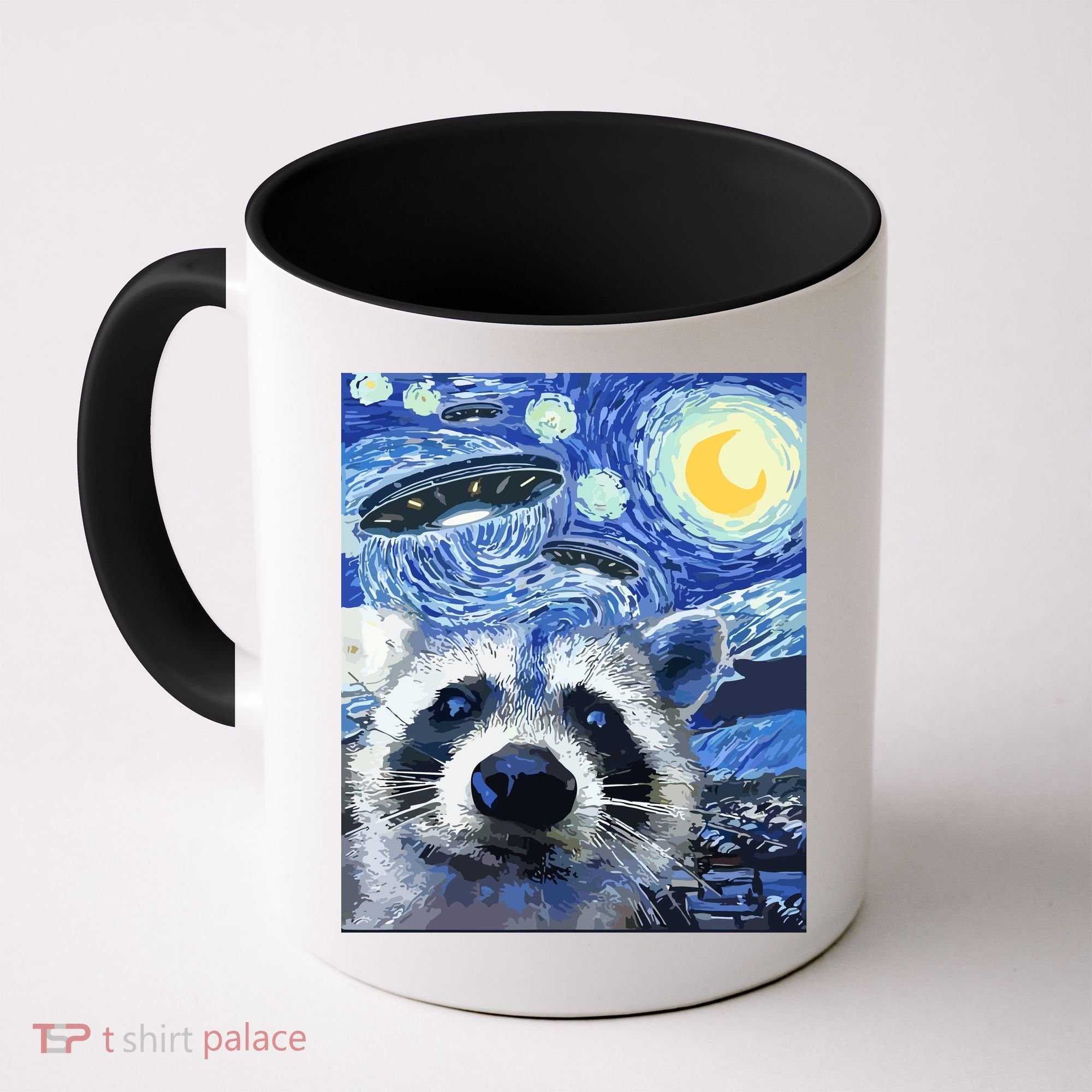 Alien Ufo Starry Night Racoon Coffee Mug