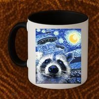 Alien Ufo Starry Night Racoon Coffee Mug thumb 2