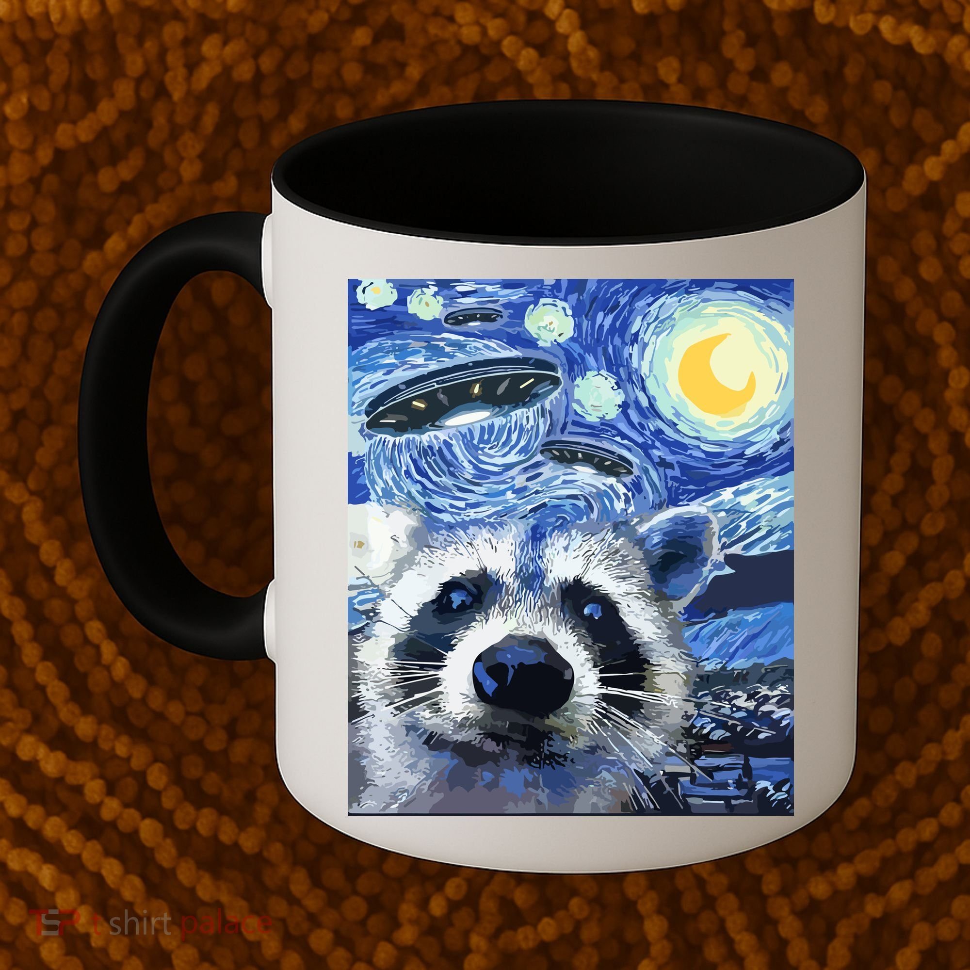 Alien Ufo Starry Night Racoon Coffee Mug