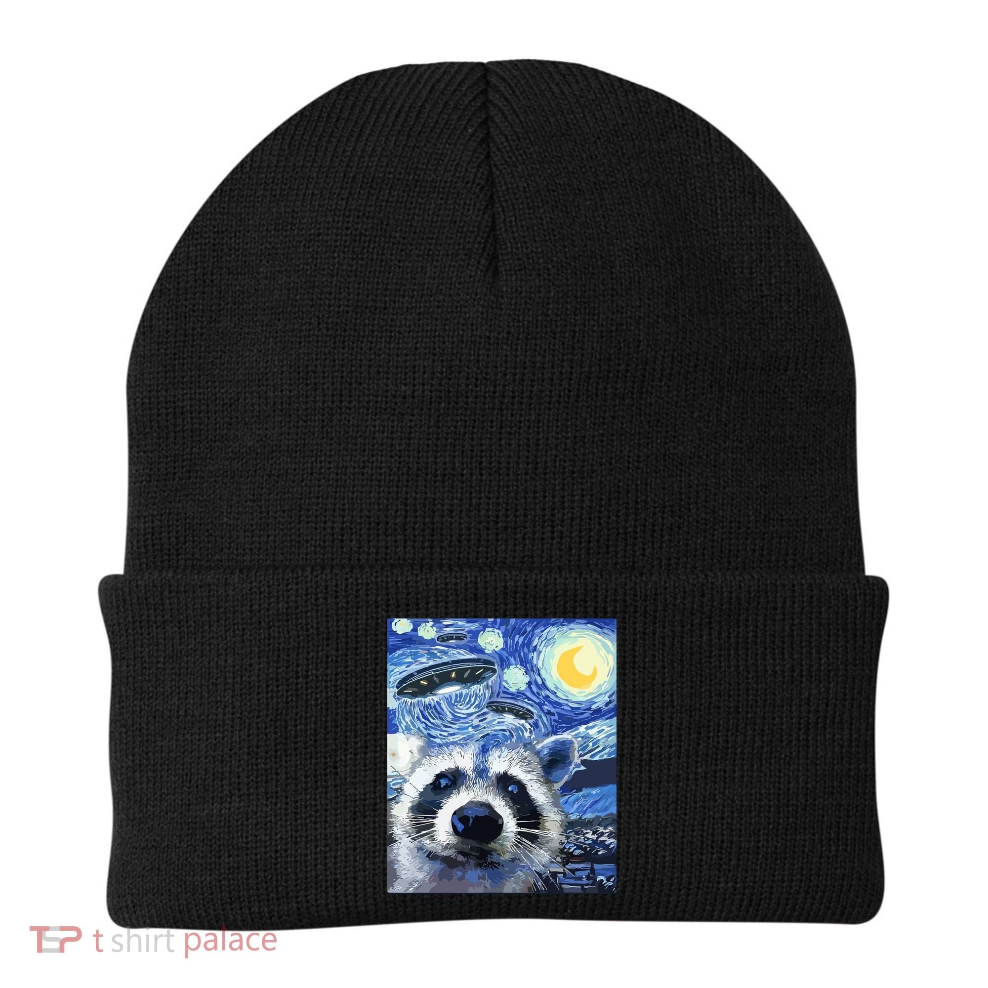 Alien Ufo Starry Night Racoon Beanie