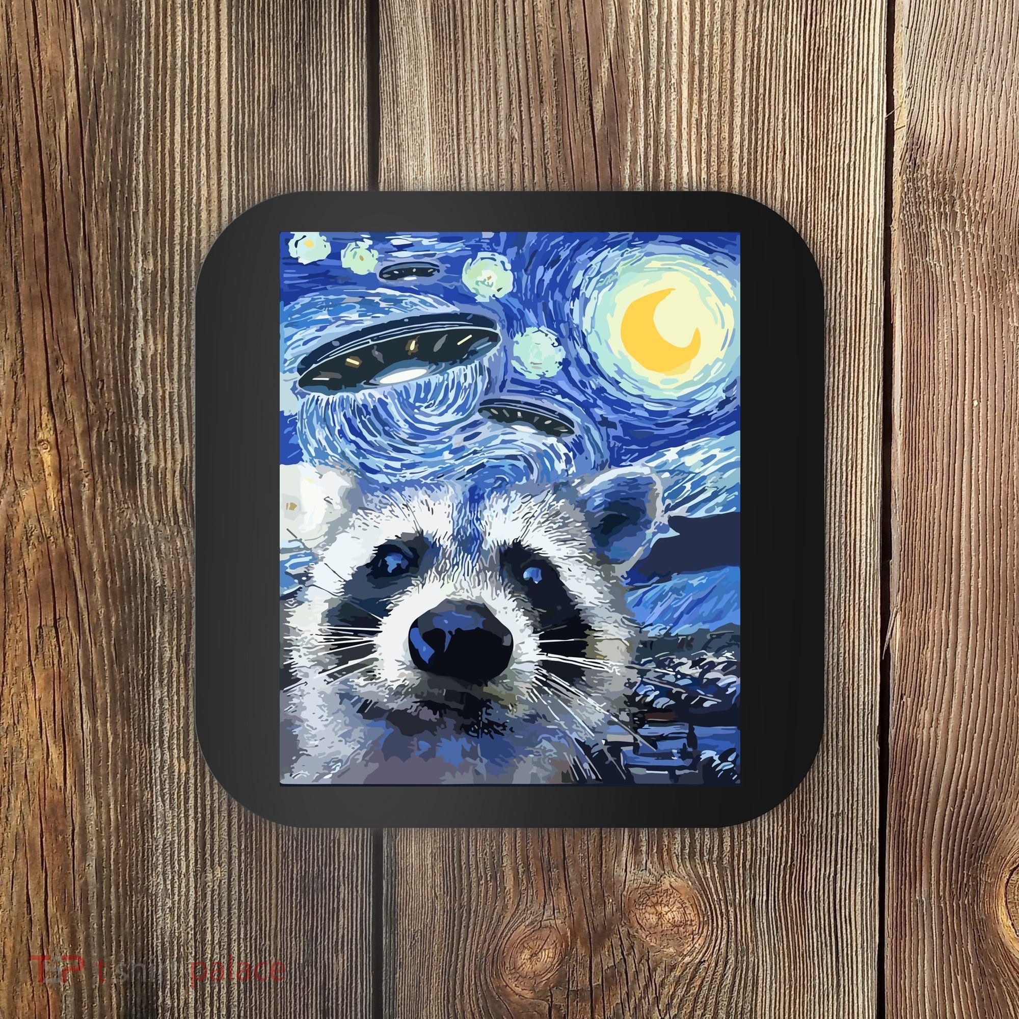Alien Ufo Starry Night Racoon Coaster