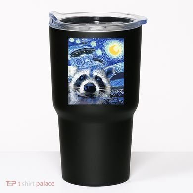 Alien Ufo Starry Night Racoon Tumbler