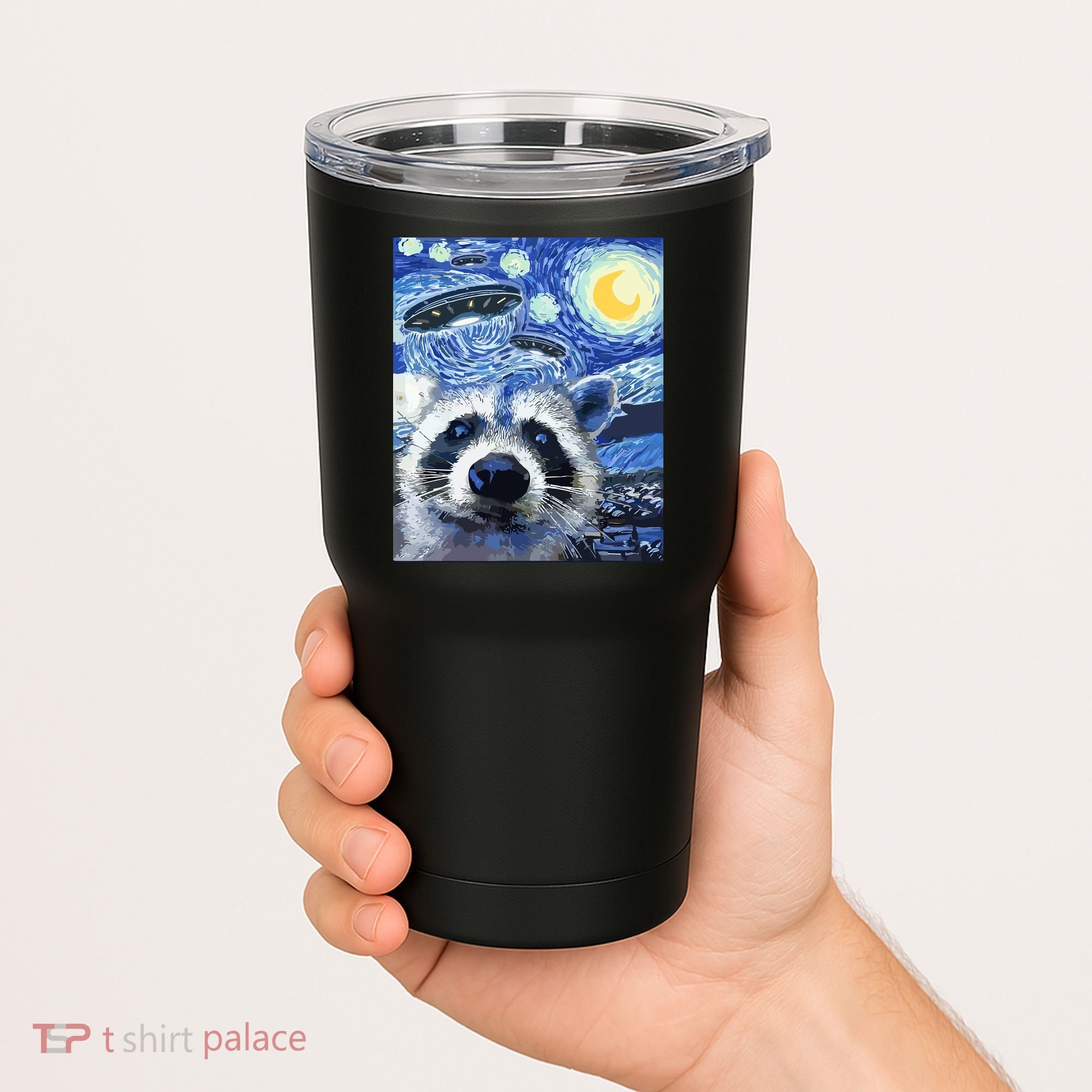 Alien Ufo Starry Night Racoon Tumbler