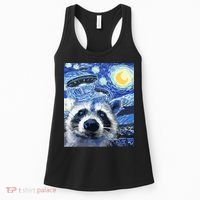 Alien Ufo Starry Night Racoon Women's Tank Top thumb 0