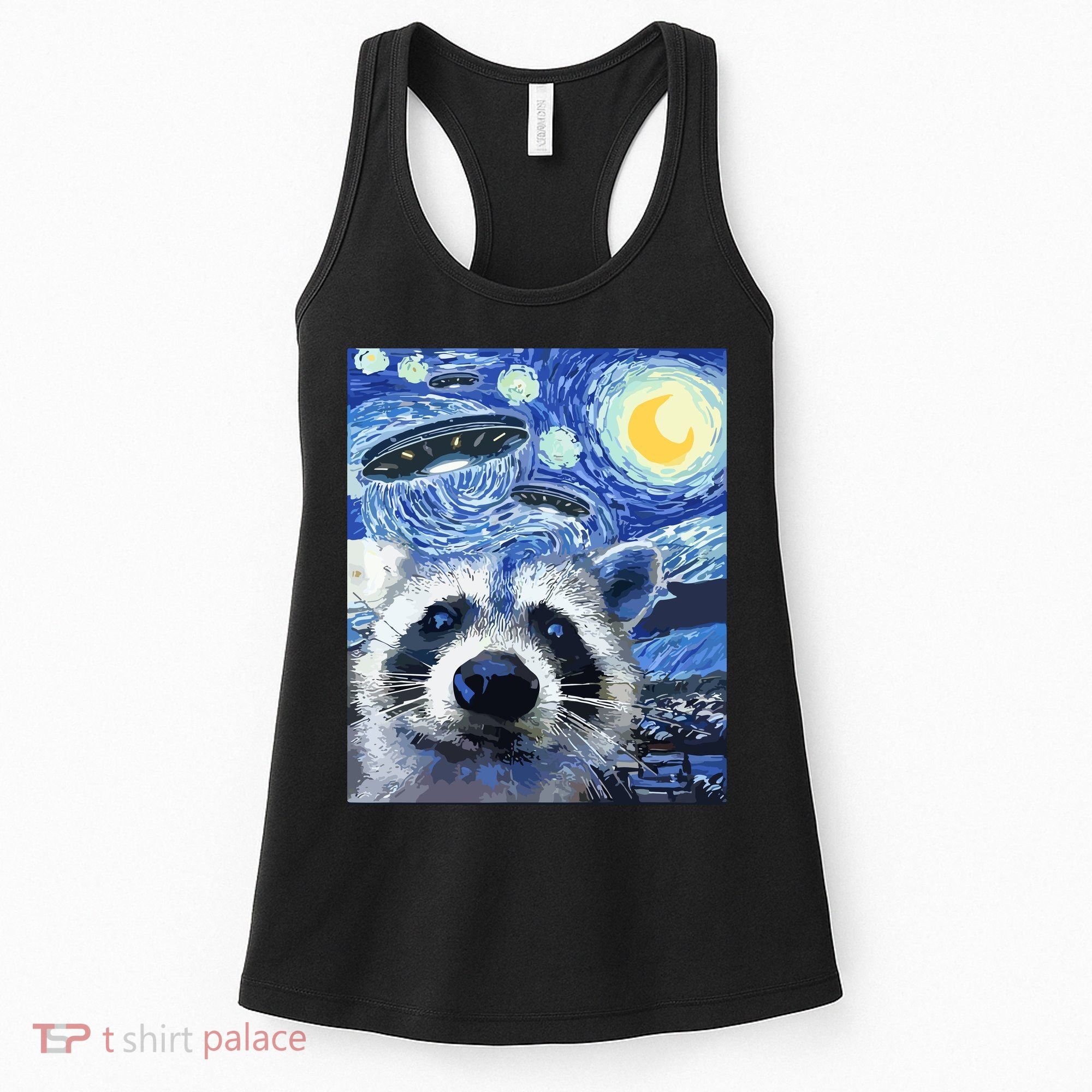 Alien Ufo Starry Night Racoon Women's Tank Top
