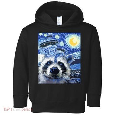 Alien Ufo Starry Night Racoon Toddler Hoodie