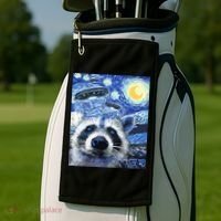 Alien Ufo Starry Night Racoon Golf Towel thumb 2