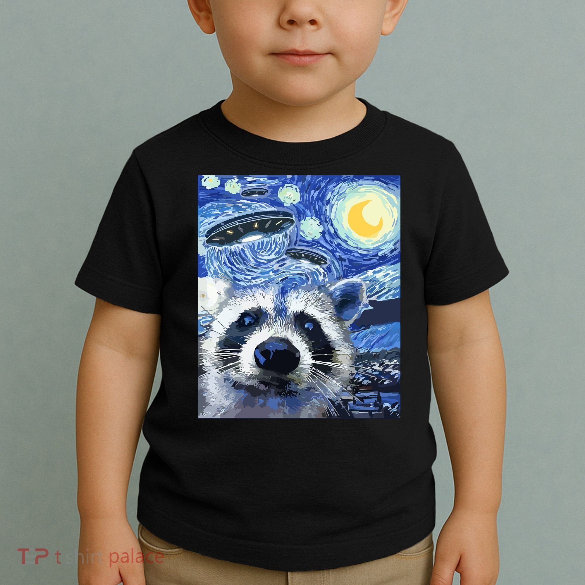 Alien Ufo Starry Night Racoon Toddler T-Shirt