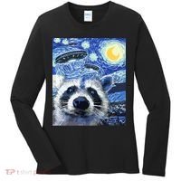 Alien Ufo Starry Night Racoon Women's Long Sleeve Shirt thumb 0