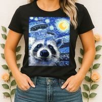 Alien Ufo Starry Night Racoon Women's T-Shirt thumb 2