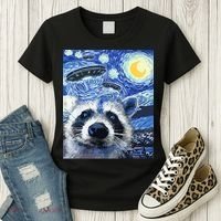 Alien Ufo Starry Night Racoon Women's T-Shirt thumb 3
