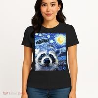 Alien Ufo Starry Night Racoon Women's T-Shirt thumb 4