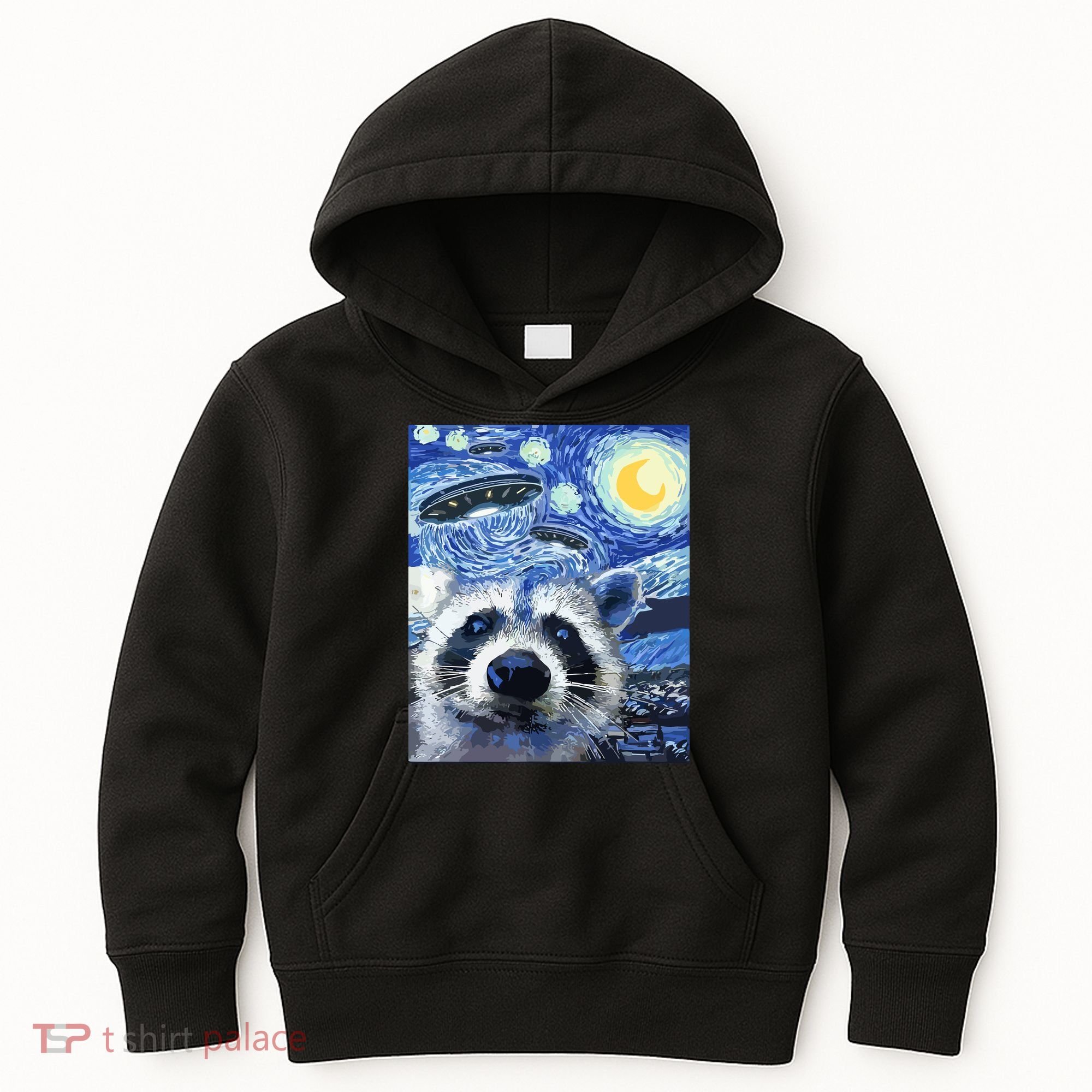 Alien Ufo Starry Night Racoon Kids Hoodie