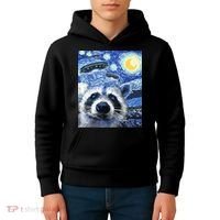 Alien Ufo Starry Night Racoon Kids Hoodie thumb 4