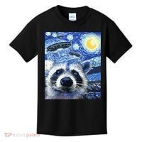 Alien Ufo Starry Night Racoon Kids T-Shirt thumb 0