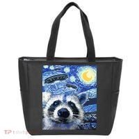 Alien Ufo Starry Night Racoon Tote Bag thumb 0