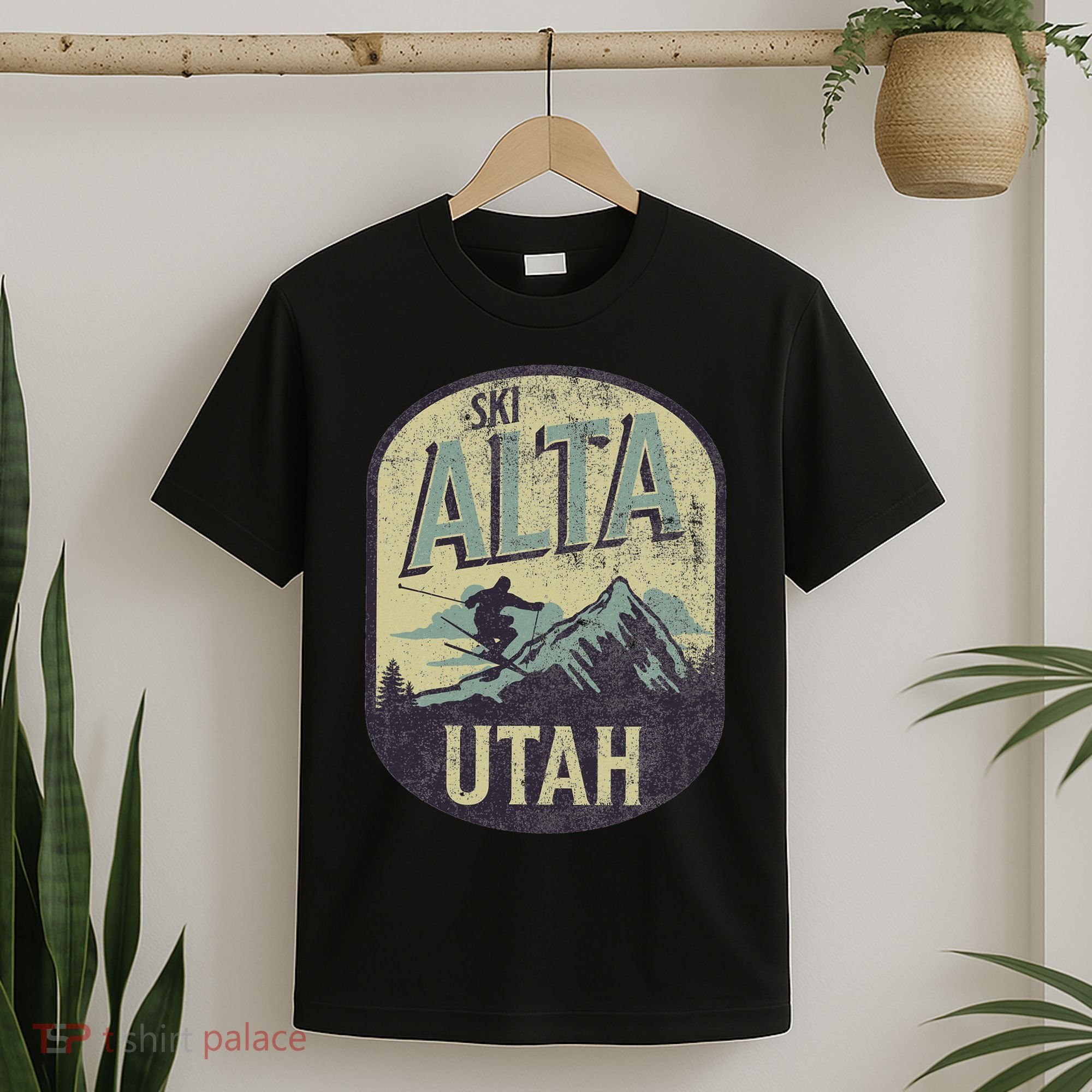 Alta Utah Ski Mountains Skier Winter Outdoors Vintage T-Shirt