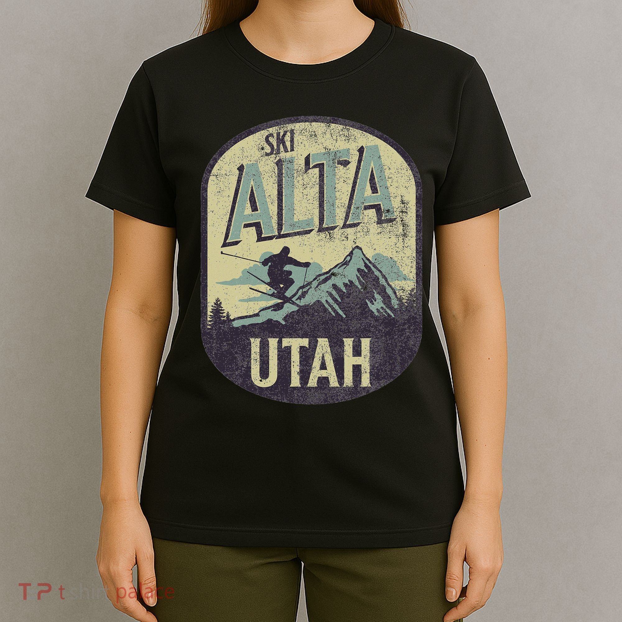 Alta Utah Ski Mountains Skier Winter Outdoors Vintage T-Shirt