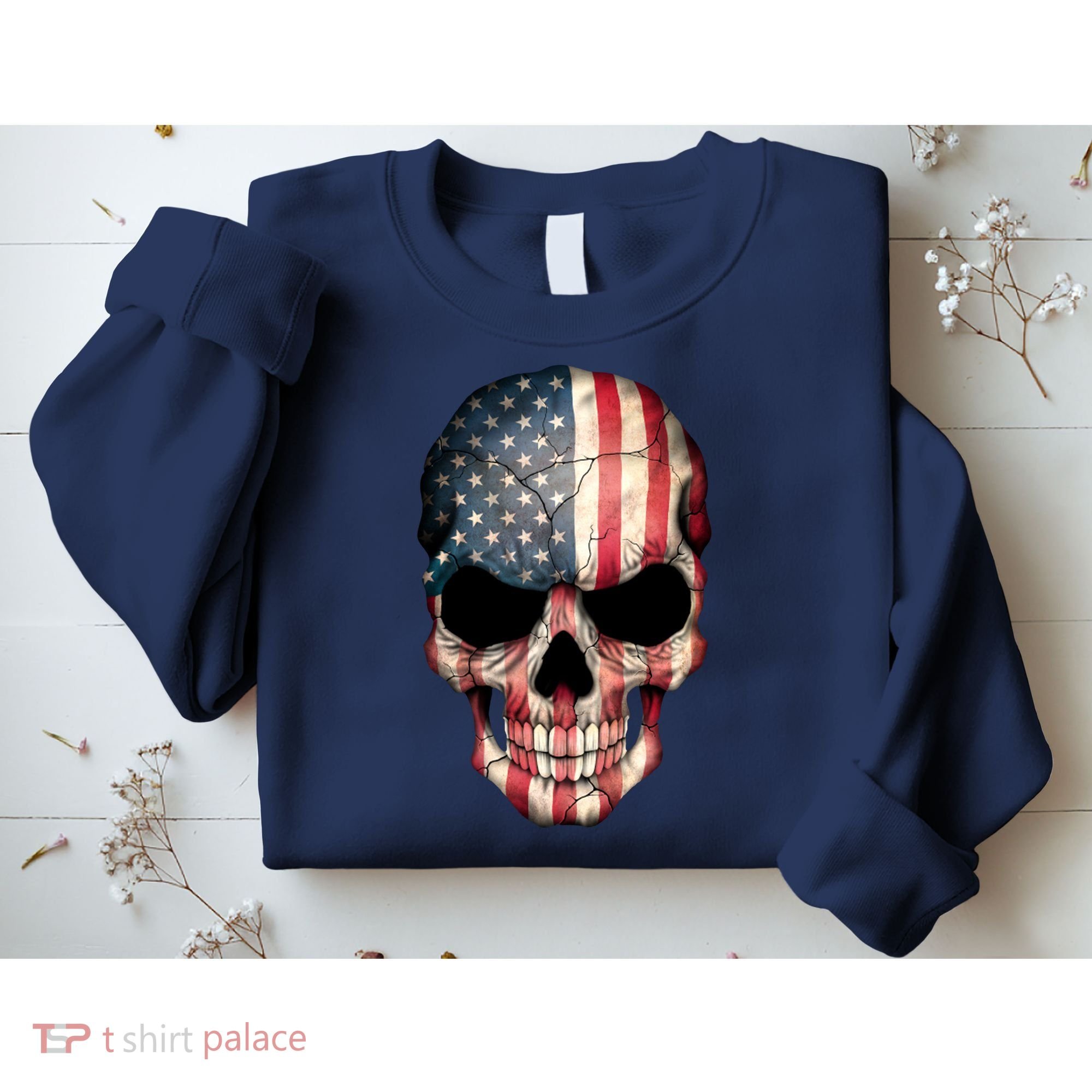 American USA Skull Grunge American Flag Sweatshirt