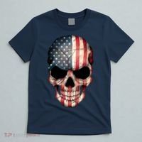 American USA Skull Grunge American Flag T-Shirt thumb 5