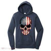 American USA Skull Grunge American Flag Women's Hoodie thumb 0