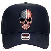 American USA Skull Grunge American Flag Hat thumb 0