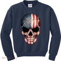 American USA Skull Grunge American Flag Kids Sweatshirt thumb 0