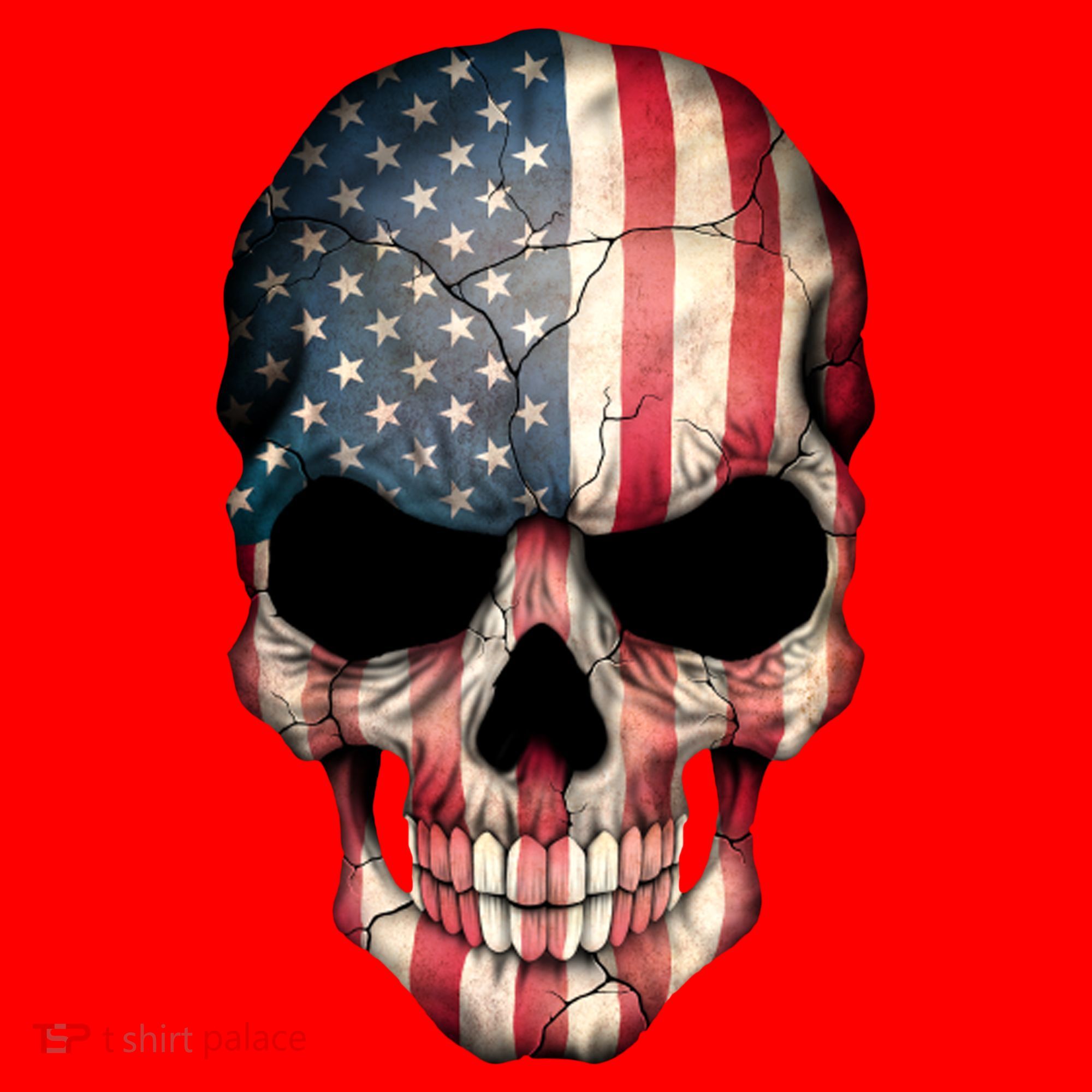 American USA Skull Grunge American Flag Santa Hat