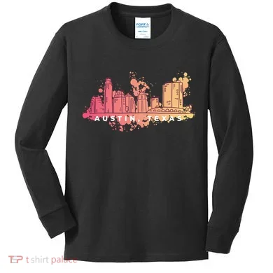 Austin Texas Skyline Kids Long Sleeve Shirt