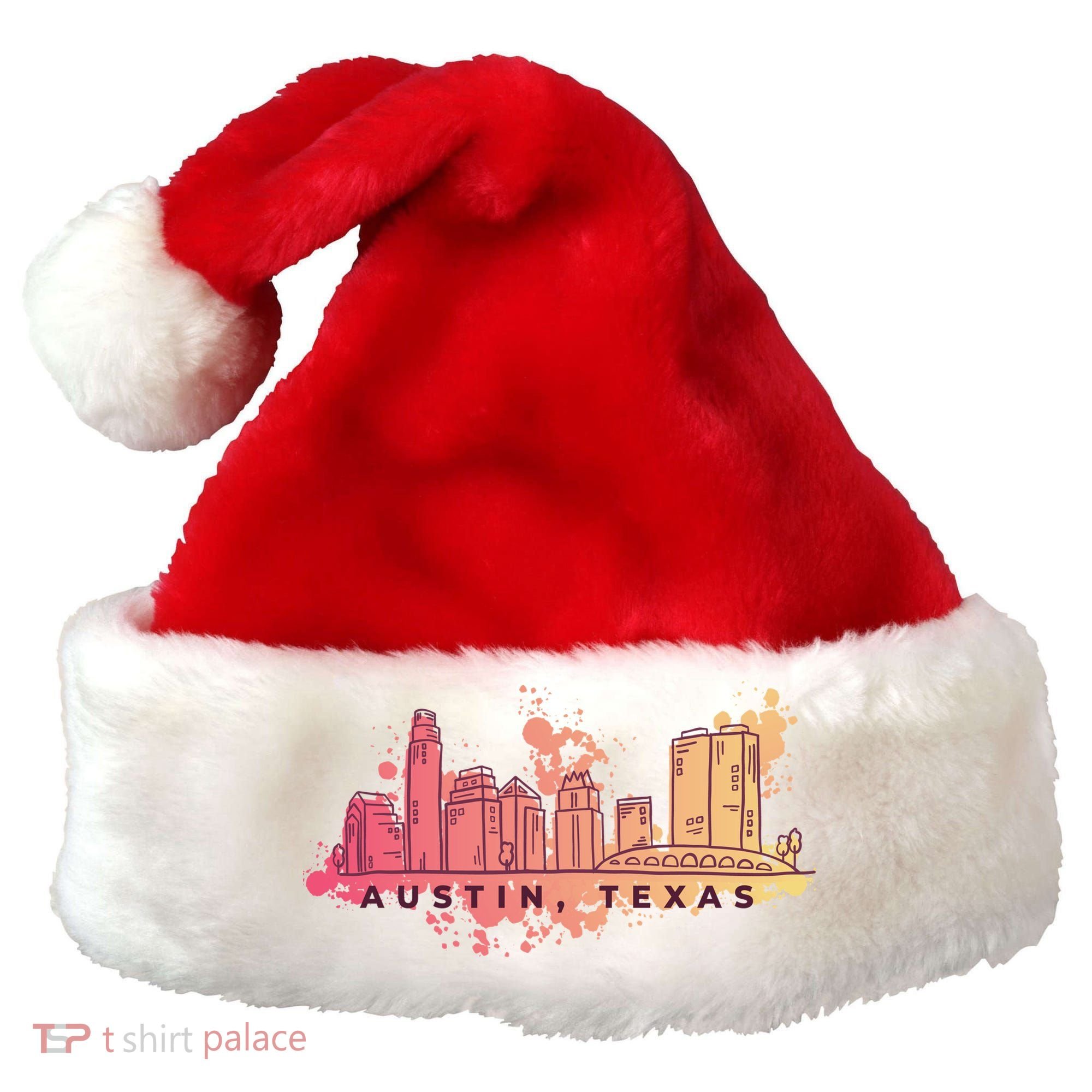 Austin Texas Skyline Santa Hat