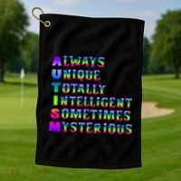 Always Unique Totally Intelligent Sometimes Mysterious Autism Awareness Golf Towel thumb 1