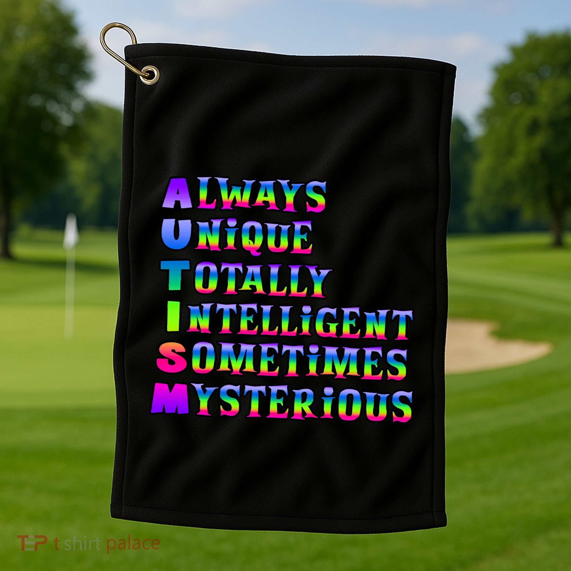 Always Unique Totally Intelligent Sometimes Mysterious Autism Awareness Golf Towel