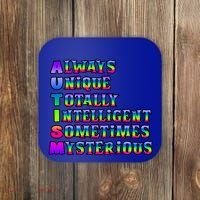 Always Unique Totally Intelligent Sometimes Mysterious Autism Awareness Coaster thumb 0