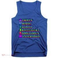 Always Unique Totally Intelligent Sometimes Mysterious Autism Awareness Tank Top thumb 0