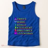 Always Unique Totally Intelligent Sometimes Mysterious Autism Awareness Tank Top thumb 2