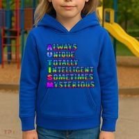 Always Unique Totally Intelligent Sometimes Mysterious Autism Awareness Kids Hoodie thumb 3