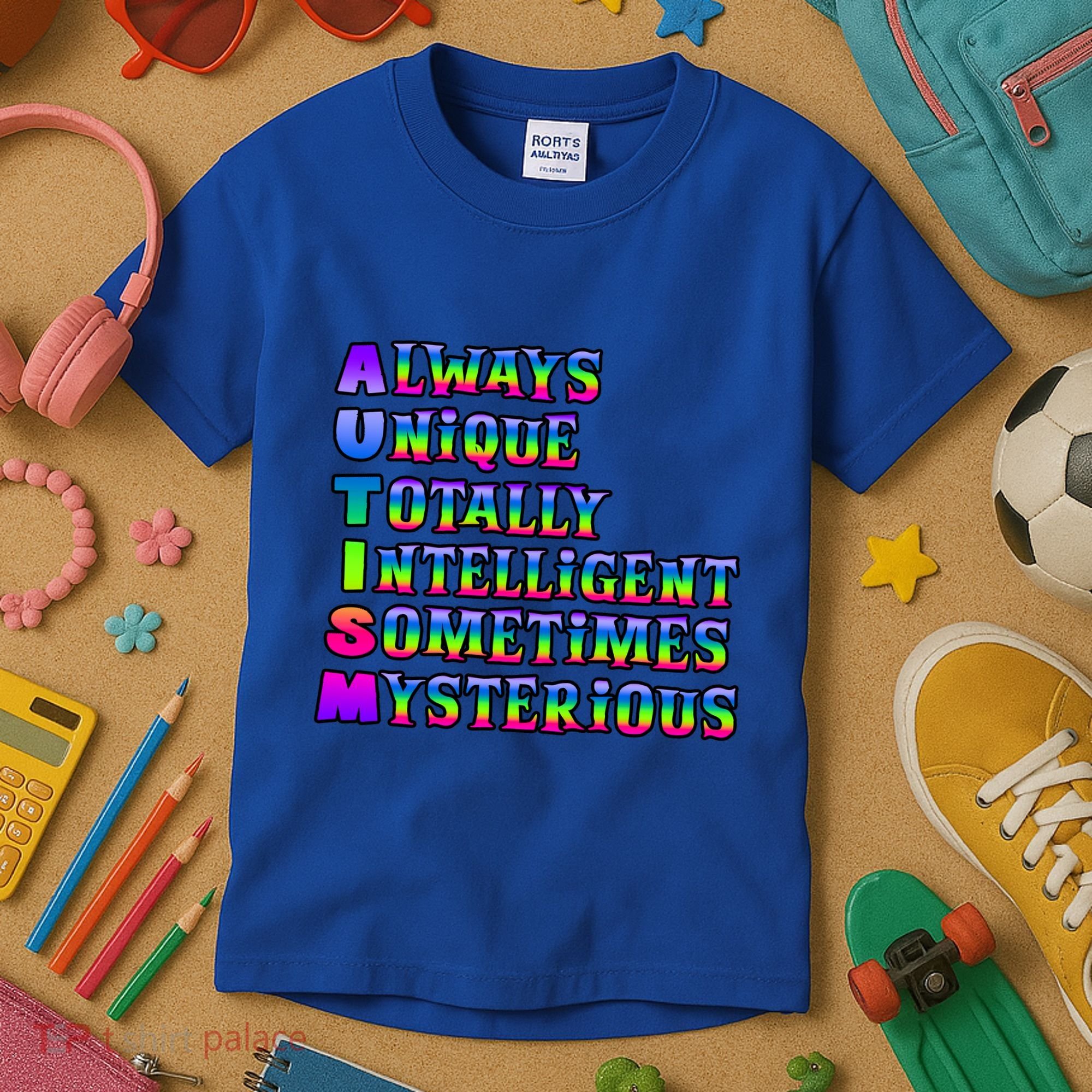 Always Unique Totally Intelligent Sometimes Mysterious Autism Awareness Kids T-Shirt