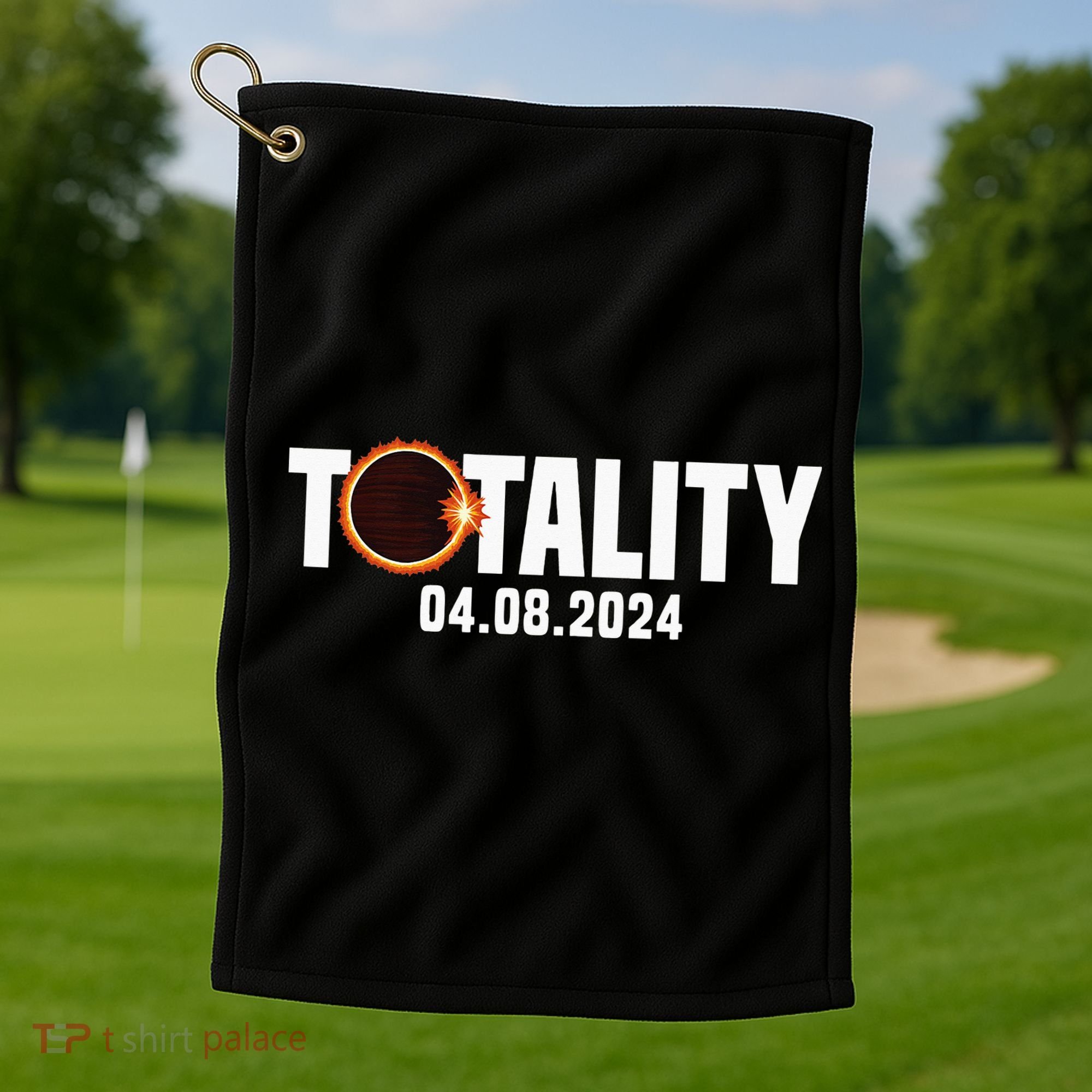American US Total Totality 04.08.2024 Solar Lunar Eclipse Golf Towel