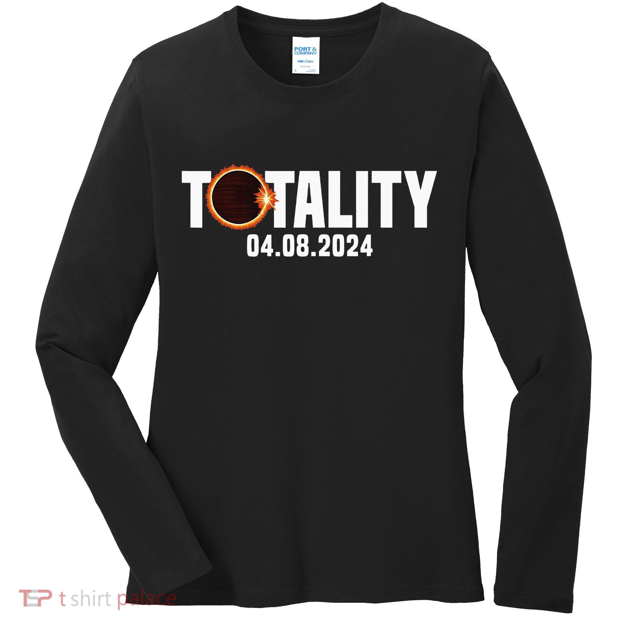 American US Total Totality 04.08.2024 Solar Lunar Eclipse Women's Long Sleeve Shirt