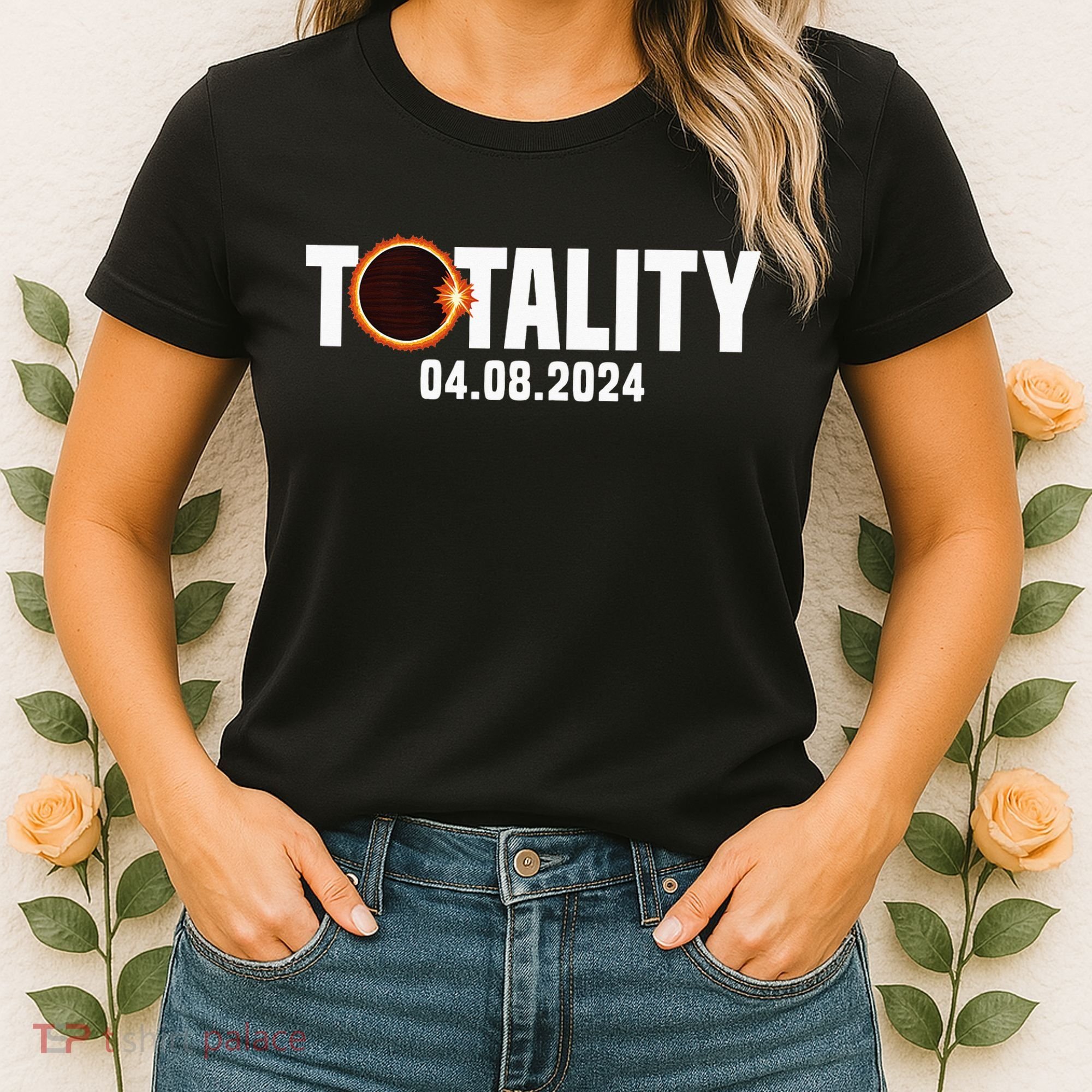 American US Total Totality 04.08.2024 Solar Lunar Eclipse Women's T-Shirt