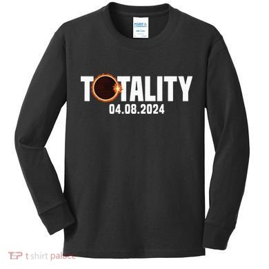American US Total Totality 04.08.2024 Solar Lunar Eclipse Kids Long Sleeve Shirt