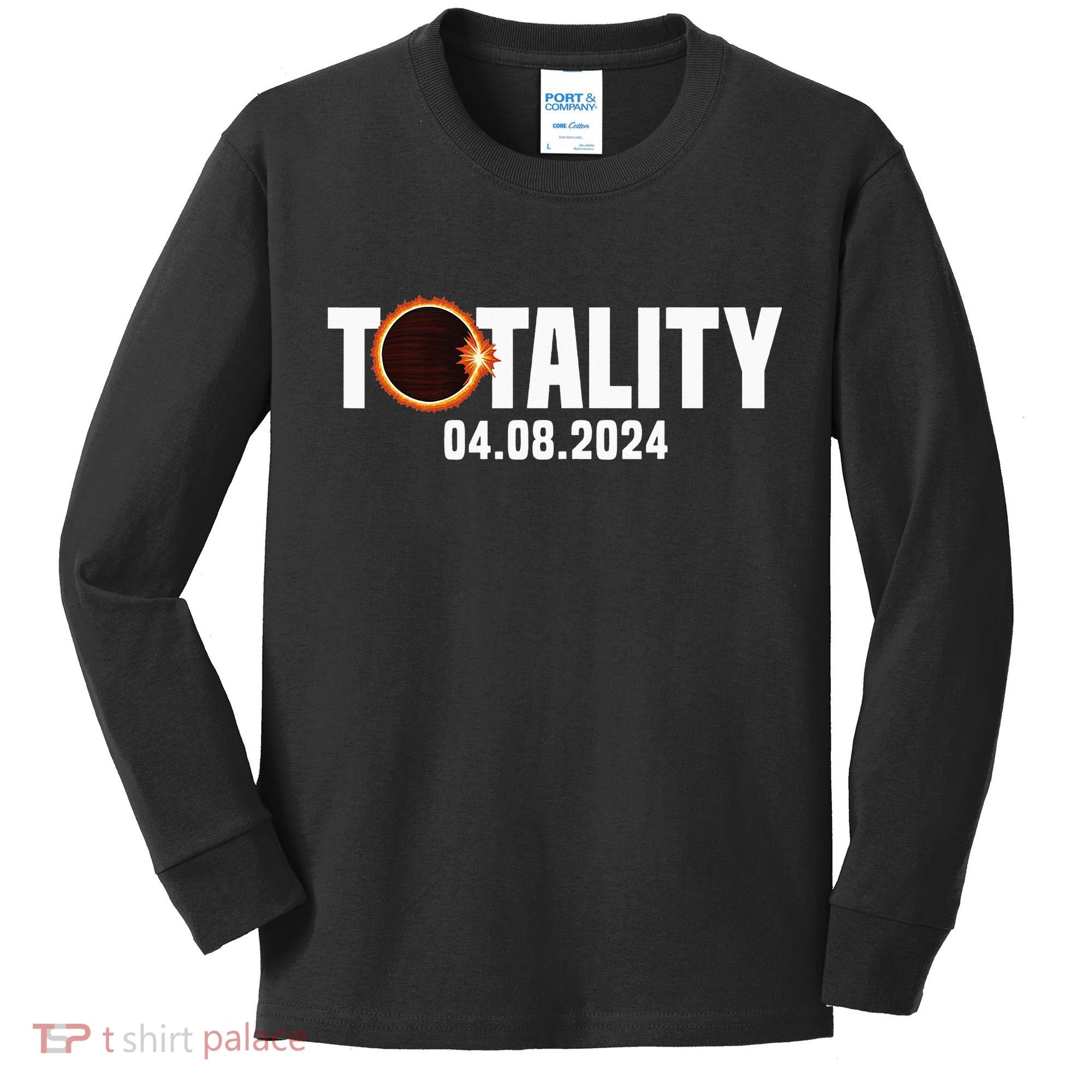 American US Total Totality 04.08.2024 Solar Lunar Eclipse Kids Long Sleeve Shirt